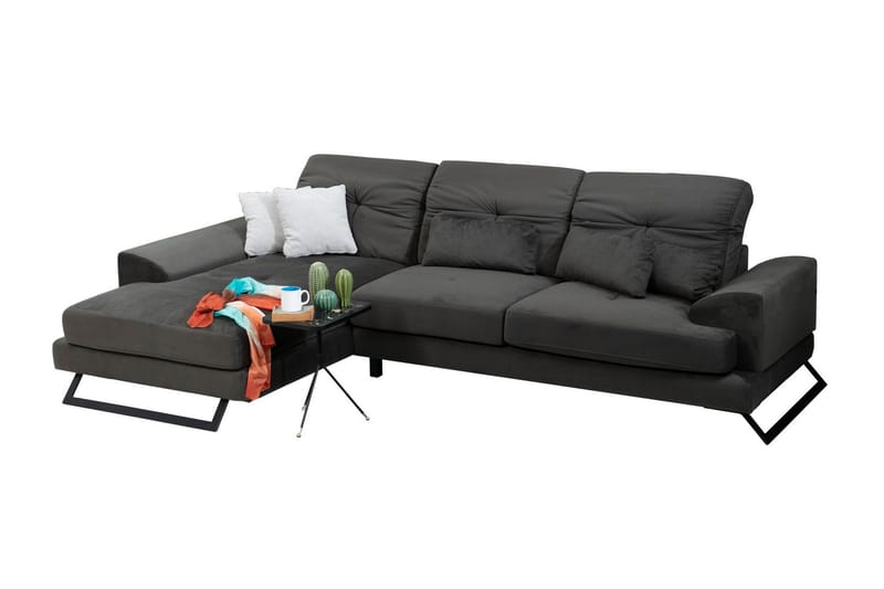 Longa Hjørnesofa med Divan Venstre - Svart - Møbler - Sofaer - Sofa med sjeselong