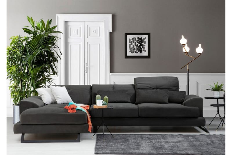 Longa Hjørnesofa med Divan Venstre - Svart - Møbler - Sofaer - Sofa med sjeselong