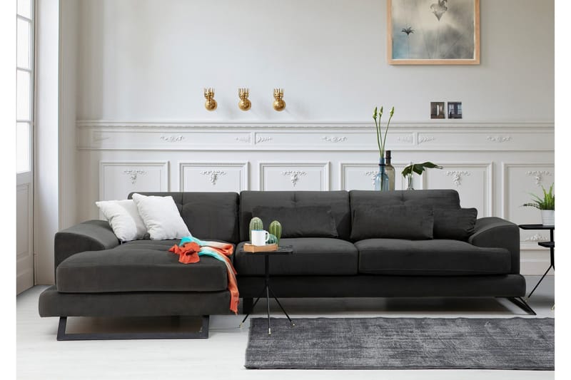Longa Hjørnesofa med Divan Venstre - Svart - Møbler - Sofaer - Sofa med sjeselong