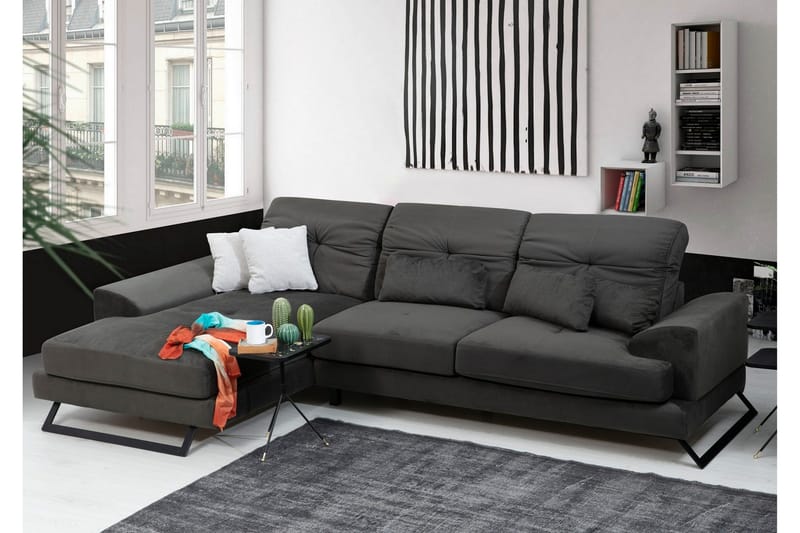 Longa Hjørnesofa med Divan Venstre - Svart - Møbler - Sofaer - Sofa med sjeselong