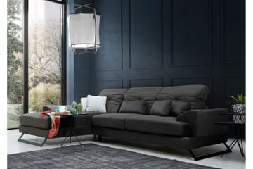 Longa Hjørnesofa med Divan Venstre - Svart - Møbler - Sofaer - Sofa med sjeselong