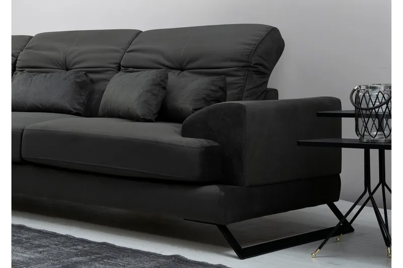 Longa Hjørnesofa med Divan Venstre - Svart - Møbler - Sofaer - Sofa med sjeselong