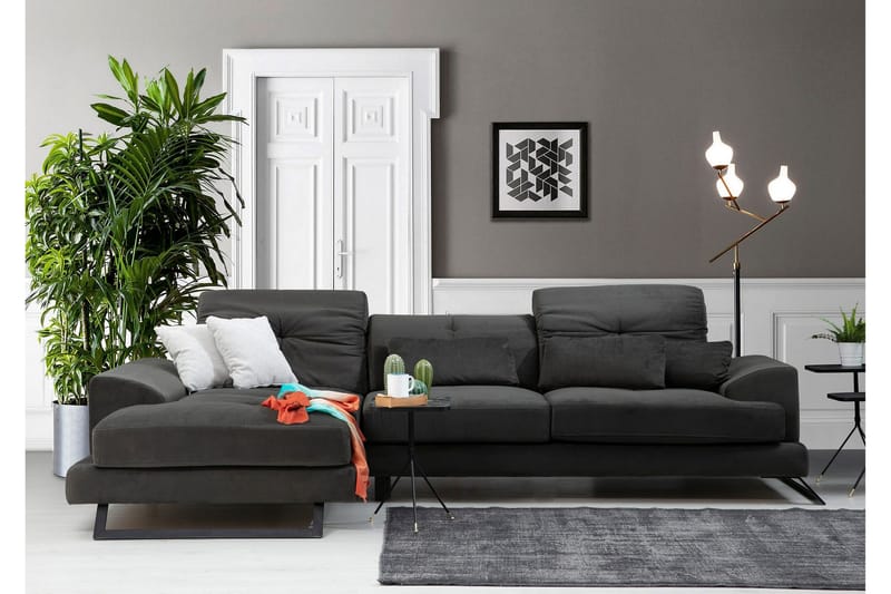 Longa Hjørnesofa med Divan Venstre - Svart - Møbler - Sofaer - Sofa med sjeselong