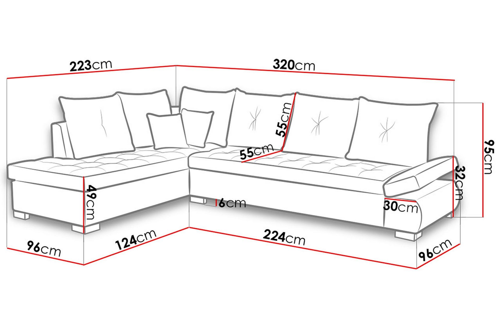 Lord Hjørnesovesofa 320x223x95 cm - Møbler - Sofaer - Sofa med sjeselong