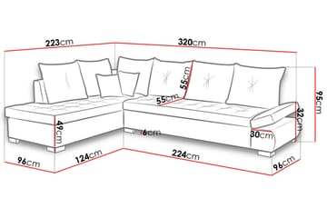 Lord Hjørnesovesofa 320x223x95 cm - Møbler - Sofaer - Sofa med sjeselong