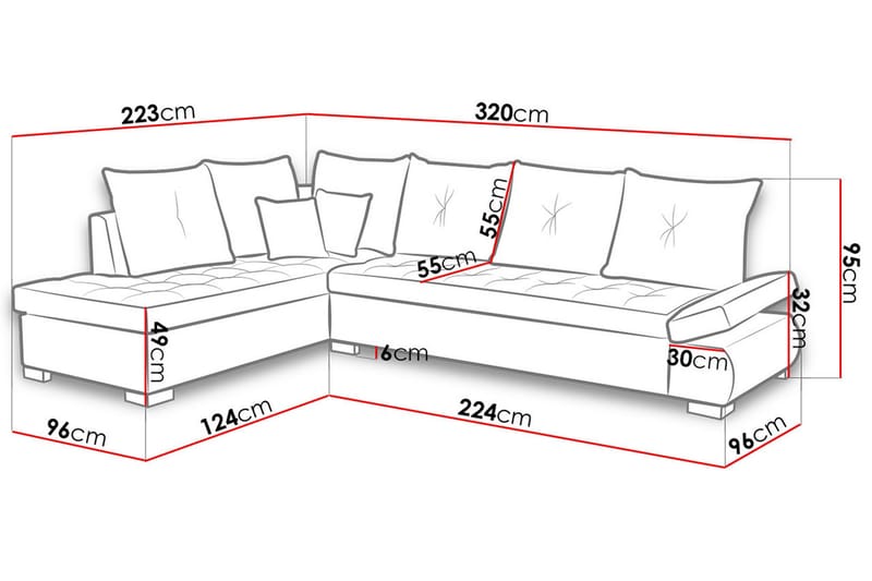 Lord Hjørnesovesofa 320x223x95 cm - Møbler - Sofaer - Sofa med sjeselong