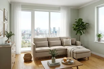 Lovis 3-seters sofa med vendbar sjeselong i stoff - Beige - Møbler - Sofaer - Sofa med sjeselong