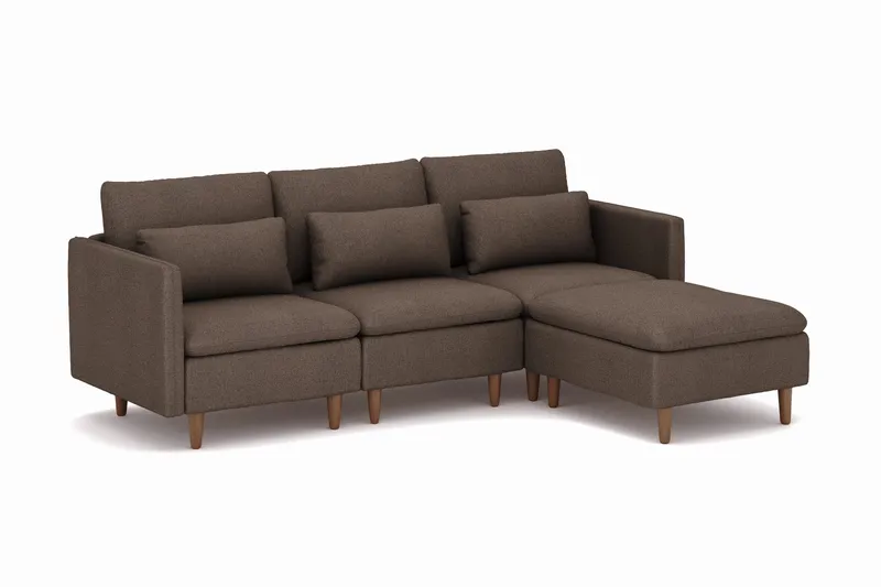 Lovis 3-seters sofa med vendbar sjeselong i stoff - Brun - Møbler - Sofaer - Sofa med sjeselong