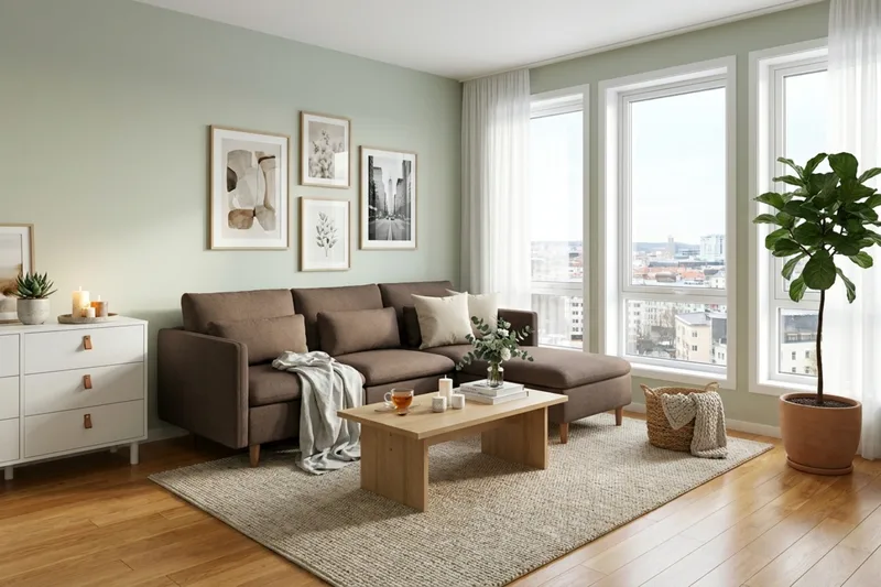 Lovis 3-seters sofa med vendbar sjeselong i stoff - Brun - Møbler - Sofaer - Sofa med sjeselong