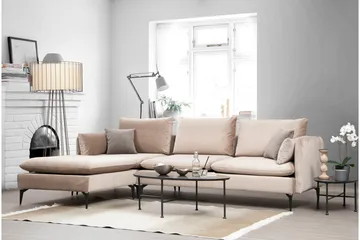 Luces Venstre L-formet Sofa med Sjeselong 289 cm i Stoff - Beige - Møbler - Sofaer - Sofa med sjeselong