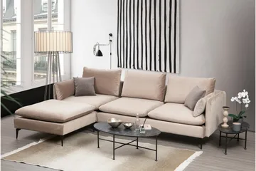 Luces Venstre L-formet Sofa med Sjeselong 289 cm i Stoff - Beige - Møbler - Sofaer - Sofa med sjeselong