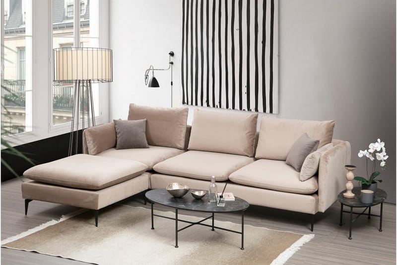 Luces Venstre L-formet Sofa med Sjeselong 289 cm i Stoff - Beige - Møbler - Sofaer - Sofa med sjeselong