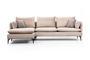 Luces Venstre L-formet Sofa med Sjeselong 289 cm i Stoff - Beige - Møbler - Sofaer - Sofa med sjeselong