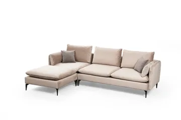 Luces Venstre L-formet Sofa med Sjeselong 289 cm i Stoff - Beige - Møbler - Sofaer - Sofa med sjeselong