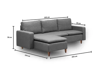 Lungo Sofa med Sjeselong 4-seter - Mørkegrå - Møbler - Sofaer - Sovesofaer - Sovesofa divan