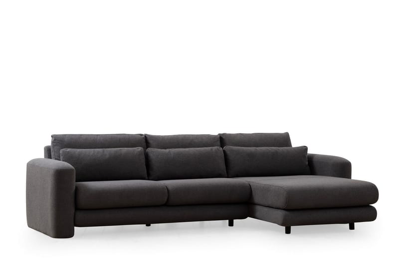 Makhan 3-seter Høyre L-formet Sofa med Sjeselong i Bouclé - Antracitt - Møbler - Sofaer - Sofa med sjeselong