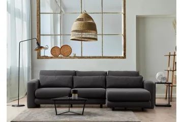 Makhan 3-seter Høyre L-formet Sofa med Sjeselong i Bouclé - Antracitt - Møbler - Sofaer - Sofa med sjeselong