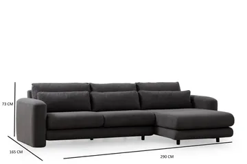 Makhan 3-seter Høyre L-formet Sofa med Sjeselong i Bouclé - Antracitt - Møbler - Sofaer - Sofa med sjeselong