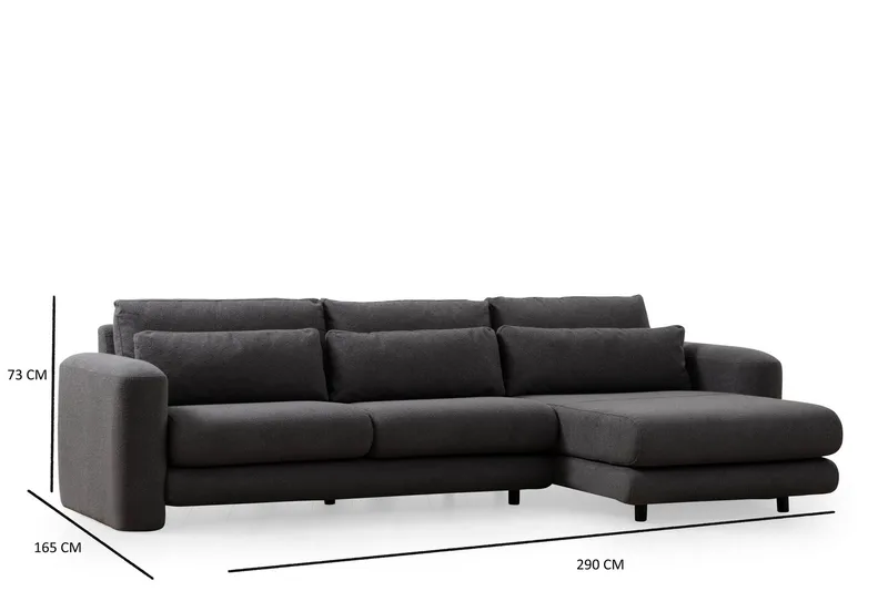 Makhan 3-seter Høyre L-formet Sofa med Sjeselong i Bouclé - Antracitt - Møbler - Sofaer - Sofa med sjeselong