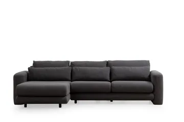 Makhan 3-seter Venstre L-formet Sofa med Sjeselong i Bouclé - Antracitt - Møbler - Sofaer - Sofa med sjeselong