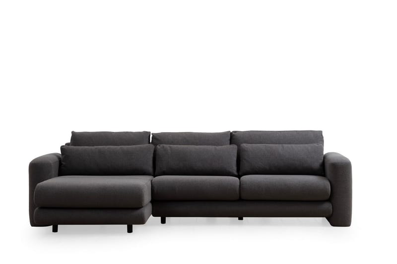 Makhan 3-seter Venstre L-formet Sofa med Sjeselong i Bouclé, Antracitt