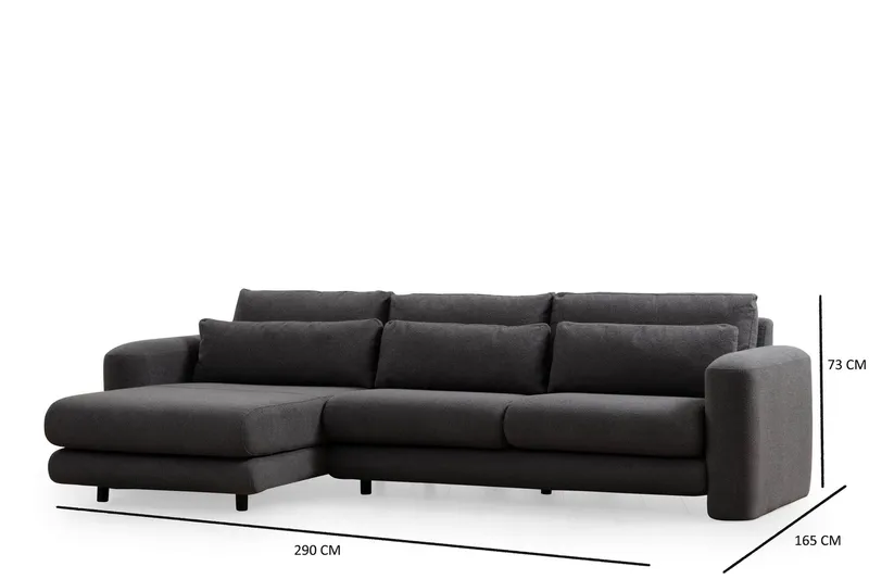 Makhan 3-seter Venstre L-formet Sofa med Sjeselong i Bouclé - Antracitt - Møbler - Sofaer - Sofa med sjeselong