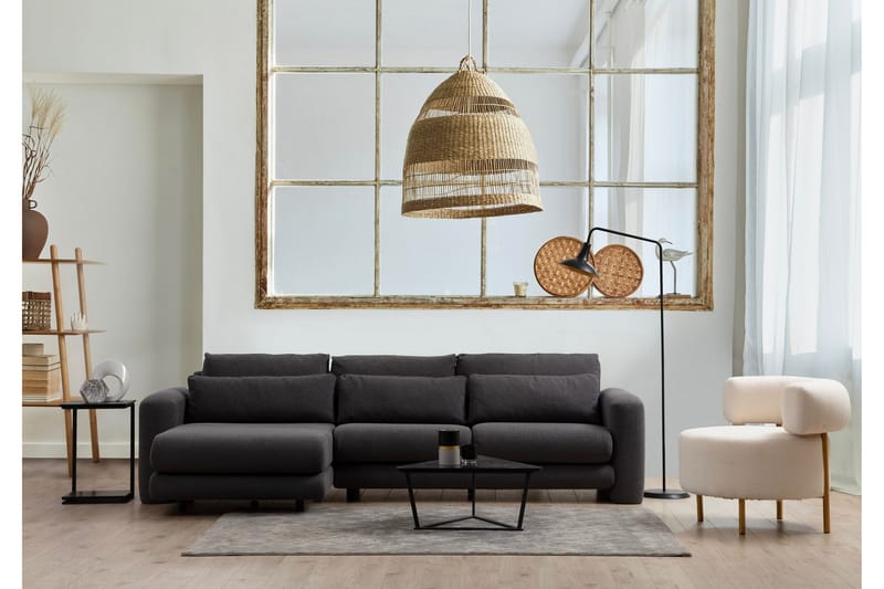 Makhan 3-seter Venstre L-formet Sofa med Sjeselong i Bouclé - Antracitt - Møbler - Sofaer - Sofa med sjeselong