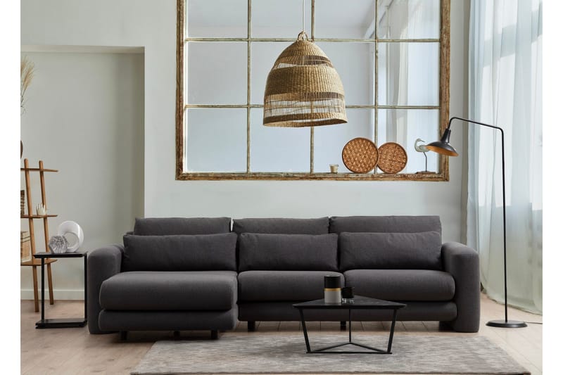 Makhan 3-seter Venstre L-formet Sofa med Sjeselong i Bouclé - Antracitt - Møbler - Sofaer - Sofa med sjeselong