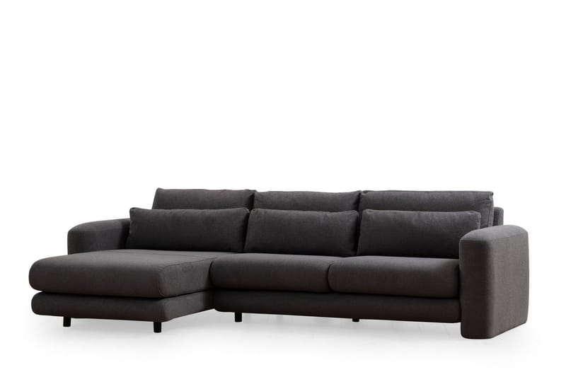 Makhan 3-seter Venstre L-formet Sofa med Sjeselong i Bouclé - Antracitt - Møbler - Sofaer - Sofa med sjeselong