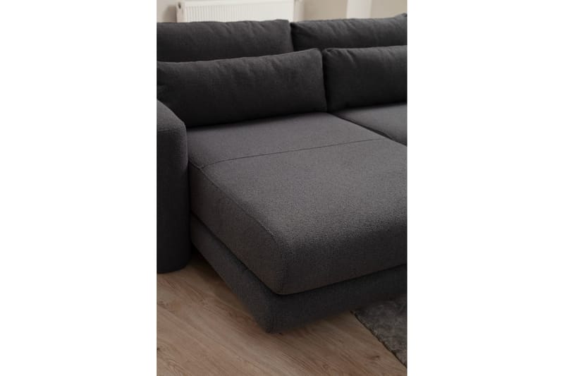 Makhan 3-seter Venstre L-formet Sofa med Sjeselong i Bouclé - Antracitt - Møbler - Sofaer - Sofa med sjeselong