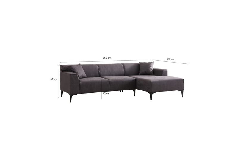Malpani Sofa med Divan 3-sits - Antrasitt - Møbler - Sofaer - Sofa med sjeselong