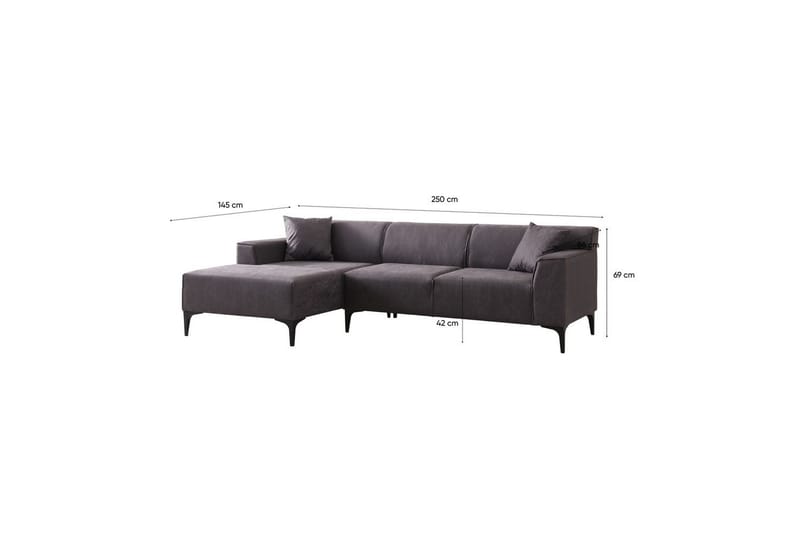 Malpani Sofa med Divan 3-sits - Antrasitt - Møbler - Sofaer - Sofa med sjeselong