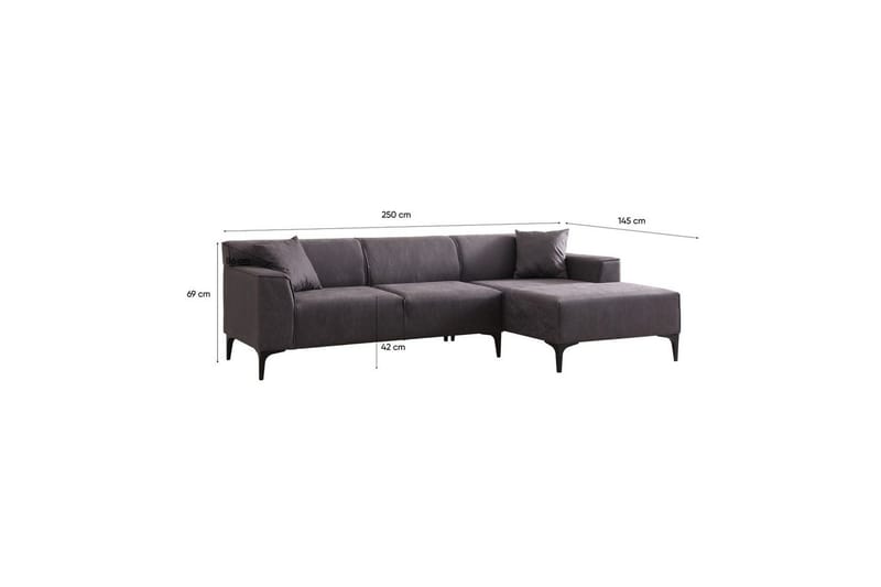 Malpani Sofa med Divan 3-sits - Antrasitt - Møbler - Sofaer - Sofa med sjeselong