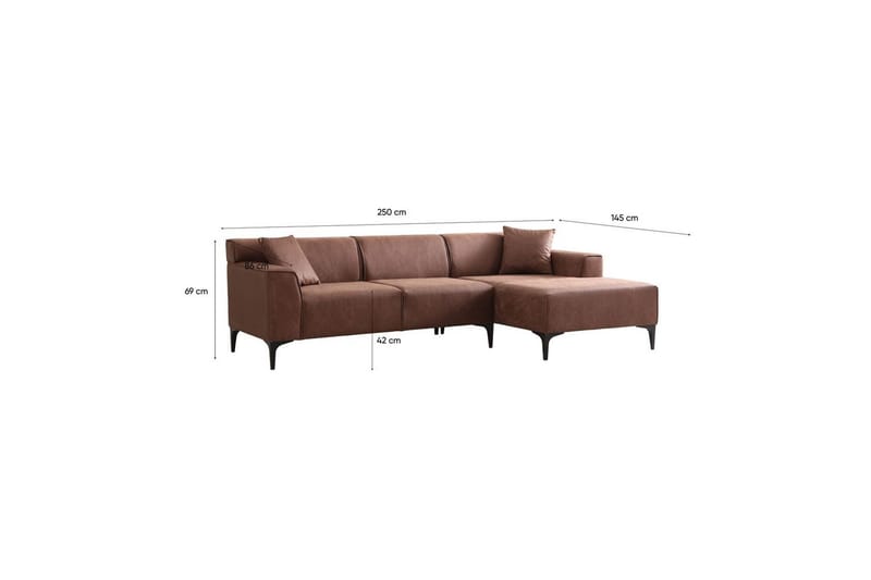 Malpani Sofa med Divan 3-sits - Cognac - Møbler - Sofaer - Sofa med sjeselong