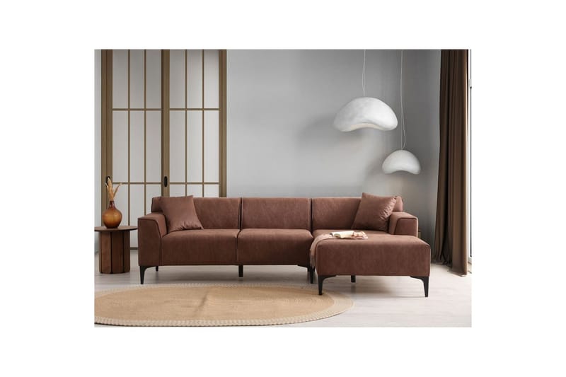 Malpani Sofa med Divan 3-sits - Cognac - Møbler - Sofaer - Sofa med sjeselong