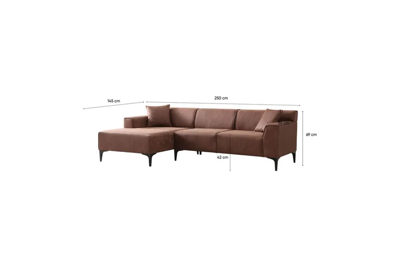 Malpani Sofa med Divan 4-sits - Cognac - Møbler - Sofaer - Sofa med sjeselong