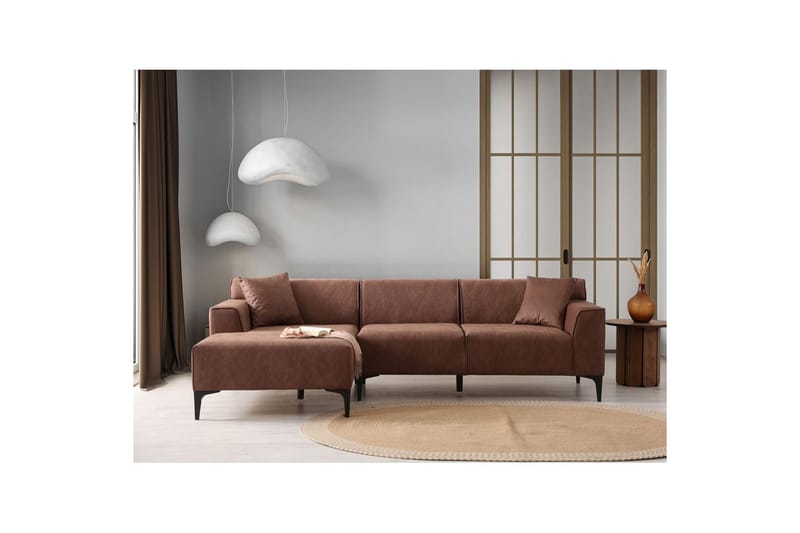 Malpani Sofa med Divan 4-sits - Cognac - Møbler - Sofaer - Sofa med sjeselong