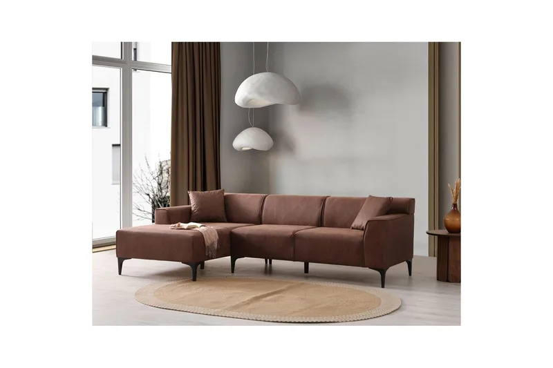 Malpani Sofa med Divan 4-sits - Cognac - Møbler - Sofaer - Sofa med sjeselong