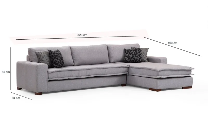Mamerto Sofa m. Divan 4-seters - Lysegrå - Møbler - Sofaer - Sofa med sjeselong