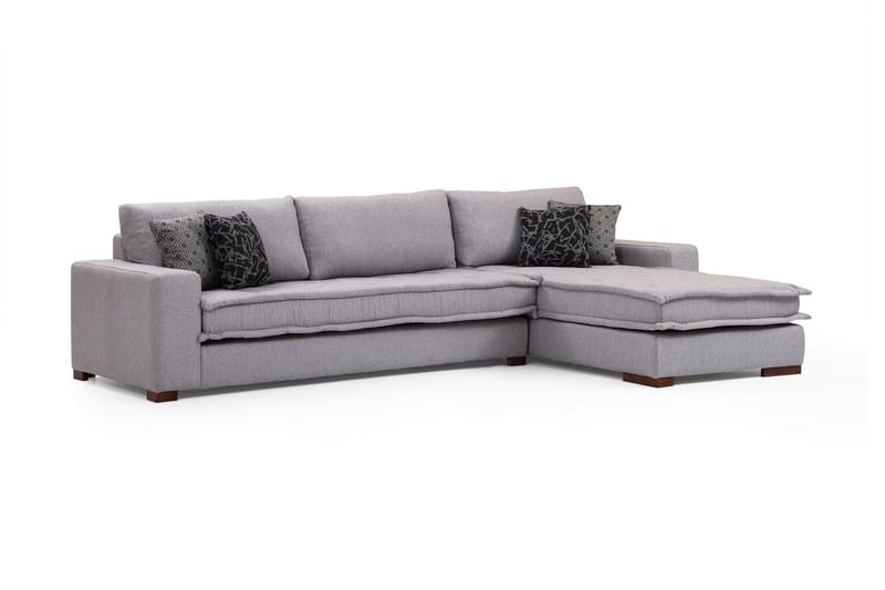 Mamerto Sofa m. Divan 4-seters - Lysegrå - Sofa med sjeselong - 4 seters sofa med divan