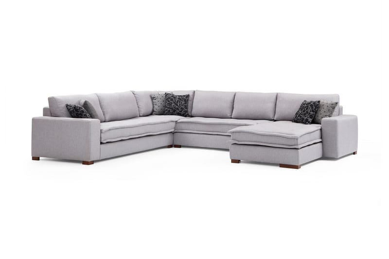 Mamerto Sofa m. Divan 4-seters - Lysegrå - Sofa med sjeselong - 4 seters sofa med divan