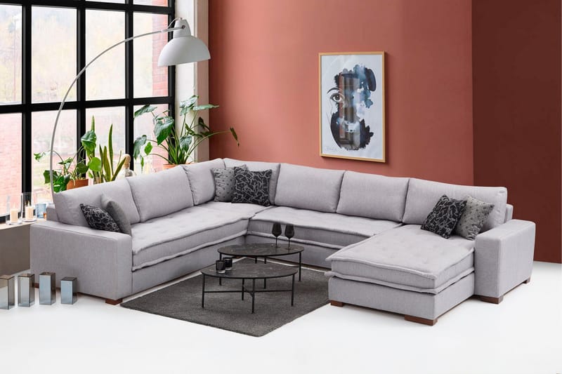 Mamerto Sofa m. Divan 4-seters - Lysegrå - Møbler - Sofaer - Sofa med sjeselong