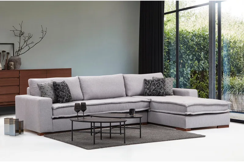 Mamerto Sofa m. Divan 4-seters - Lysegrå - Møbler - Sofaer - Sofa med sjeselong