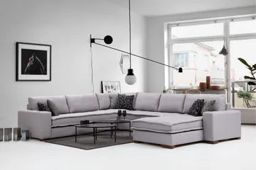 Mamerto Sofa m. Divan 4-seters - Lysegrå - Møbler - Sofaer - Hjørnesofa - Hjørnesofa med divan