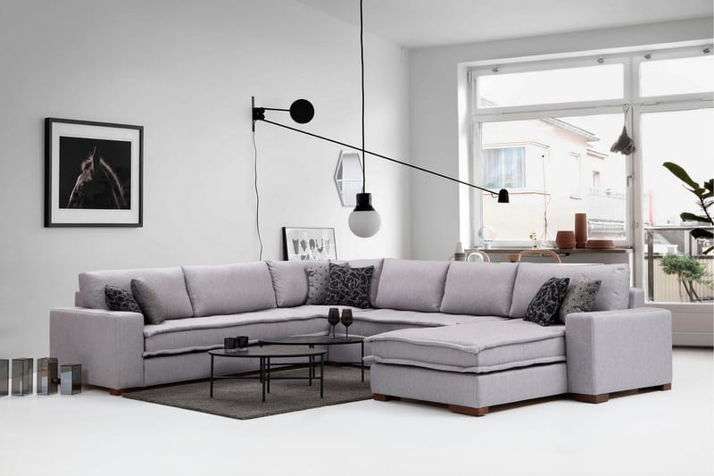 Mamerto Sofa m. Divan 4-seters - Lysegrå - Møbler - Sofaer - Sofa med sjeselong