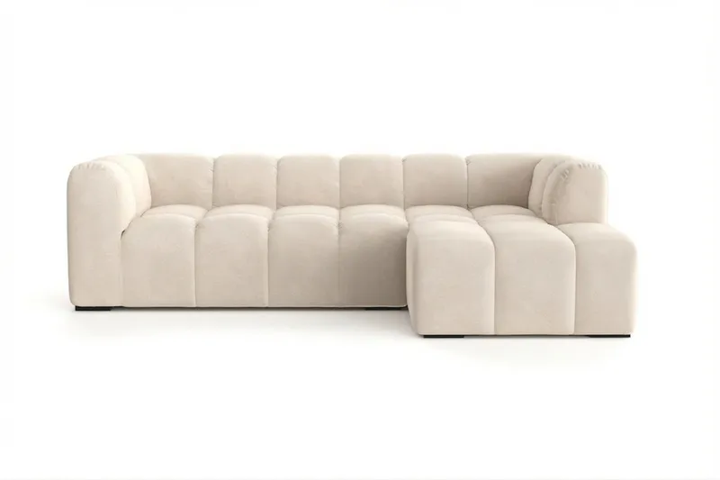 Marlow 3-seters boblete divansofa, høyrevendt, Beige