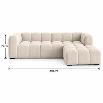 Marlow 3-seters boblete divansofa høyre - Beige - Møbler - Sofaer - Sofa med sjeselong