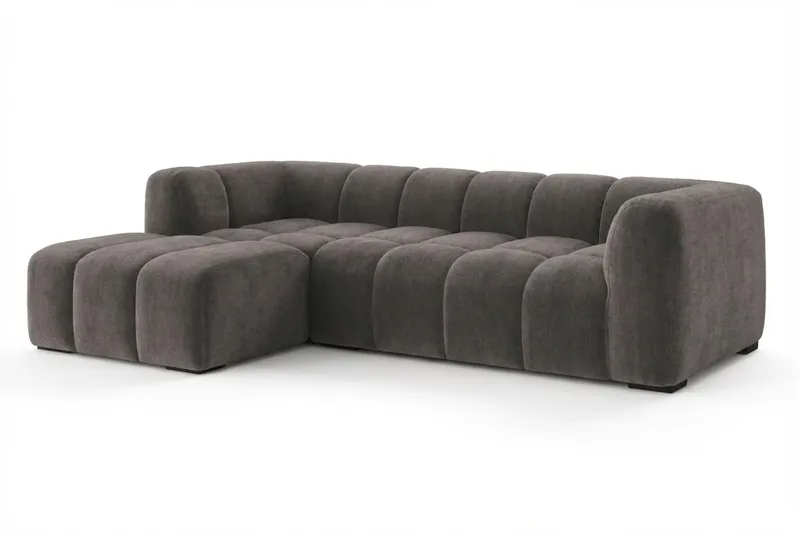 Marlow 3-seters Boblete Divansofa venstre - Grå - Møbler - Sofaer - Sofa med sjeselong