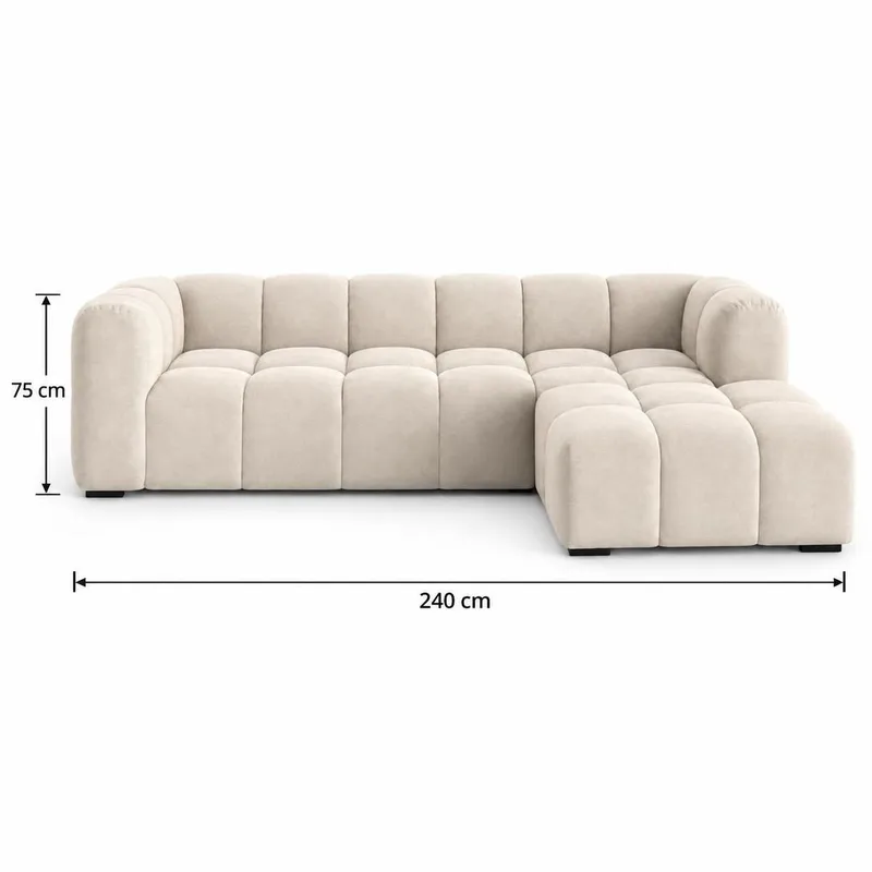 Marlow 3-seters L-formet Bubbel Divansofa Høyre med Sjeselong i Stoff - Beige - Møbler - Sofaer - Sofa med sjeselong