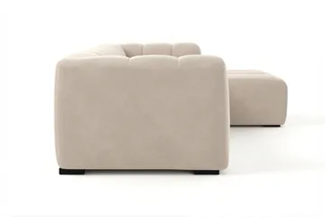 Marlow 3-seters L-formet Bubbel Divansofa Høyre med Sjeselong i Stoff - Beige - Møbler - Sofaer - Sofa med sjeselong